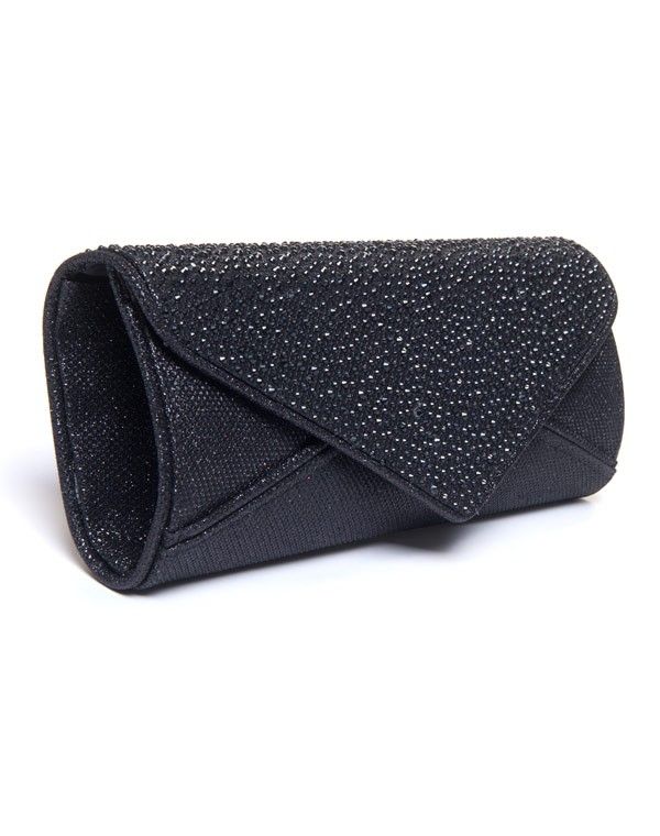 Sac femme Style Shoes: Pochette de soirée noire avec strass