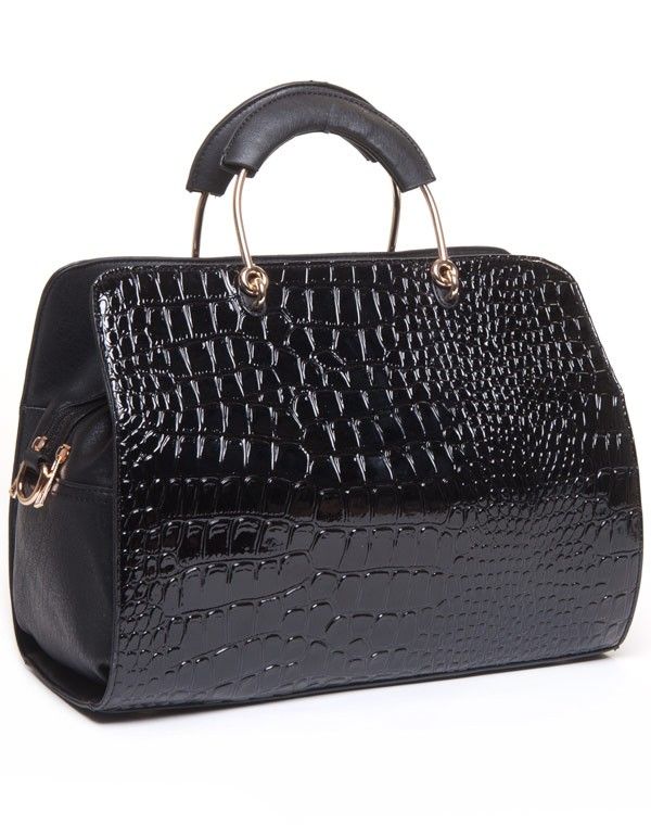 Sac grand format noir brillant