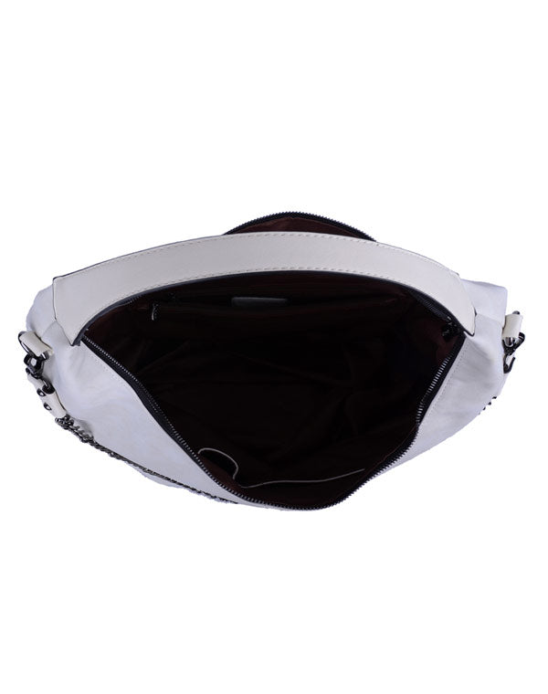 Sac gris avec chaine en métal