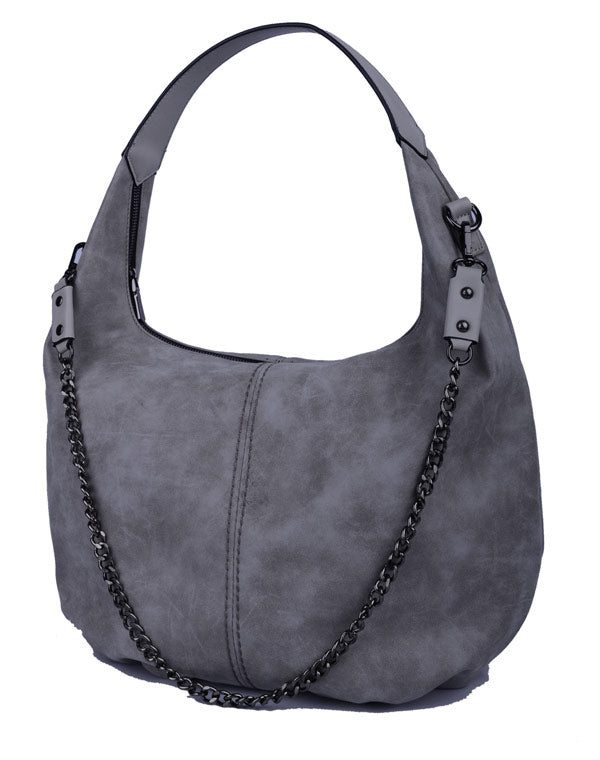 Sac gris avec chaine en métal