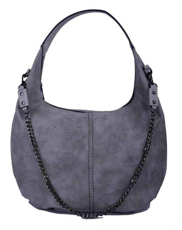 Sac gris avec chaine en métal