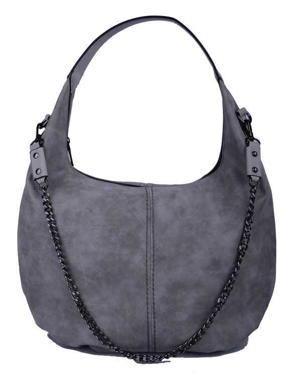 Sac gris avec chaine en métal