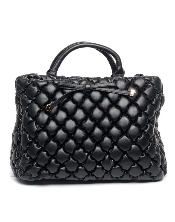 Sac à main Be Exclusive noir effet capitonné avec noeud
