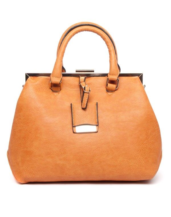 Sac à main Be Exclusive trapèze camel avec miroir de poche