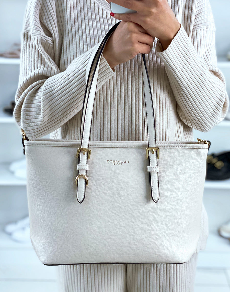 Sac à main beige grainé
