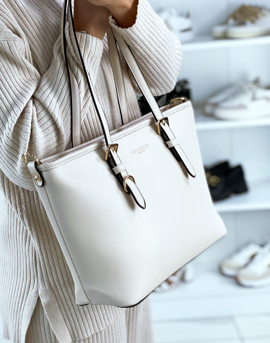 Sac à main beige grainé