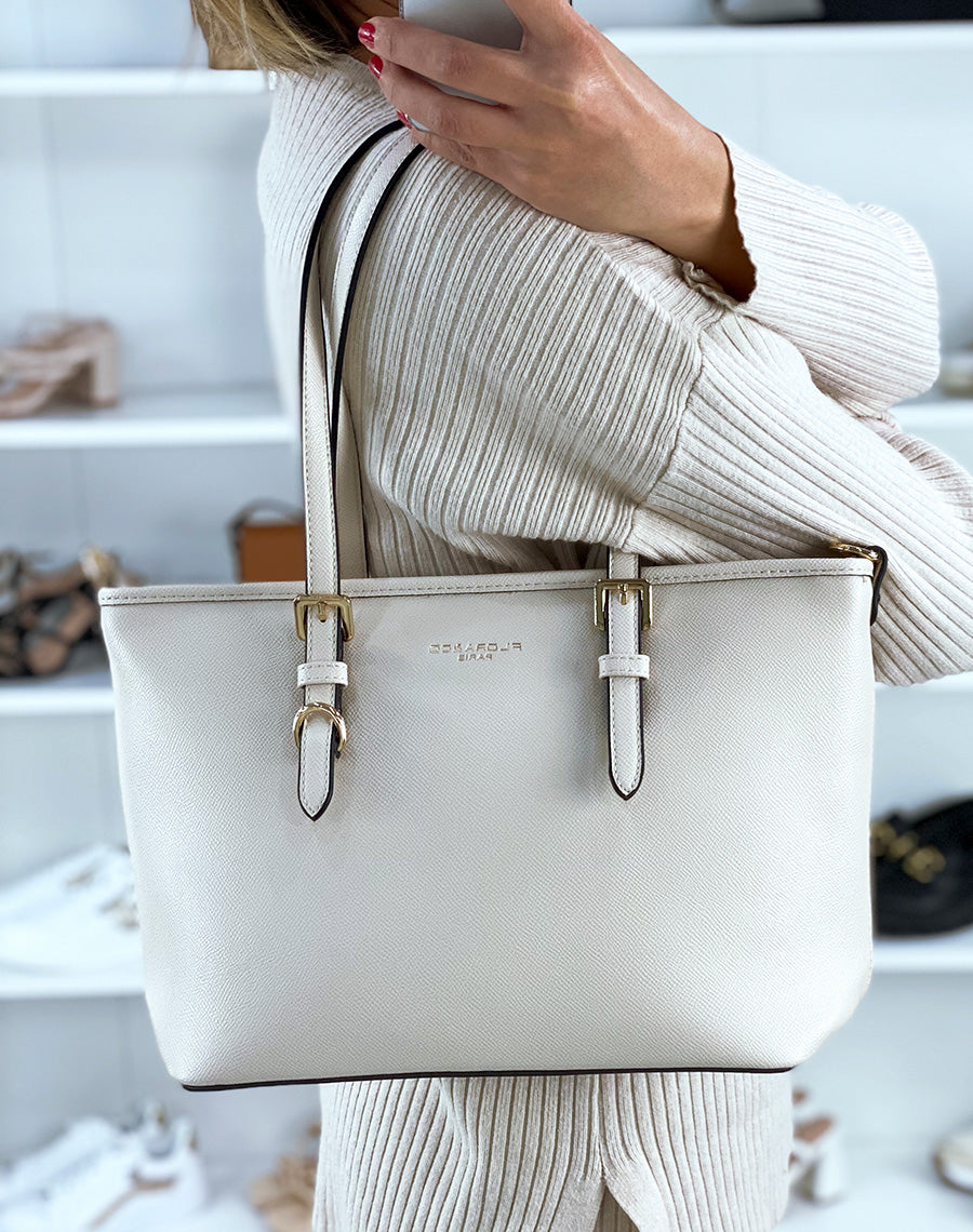Sac à main beige grainé