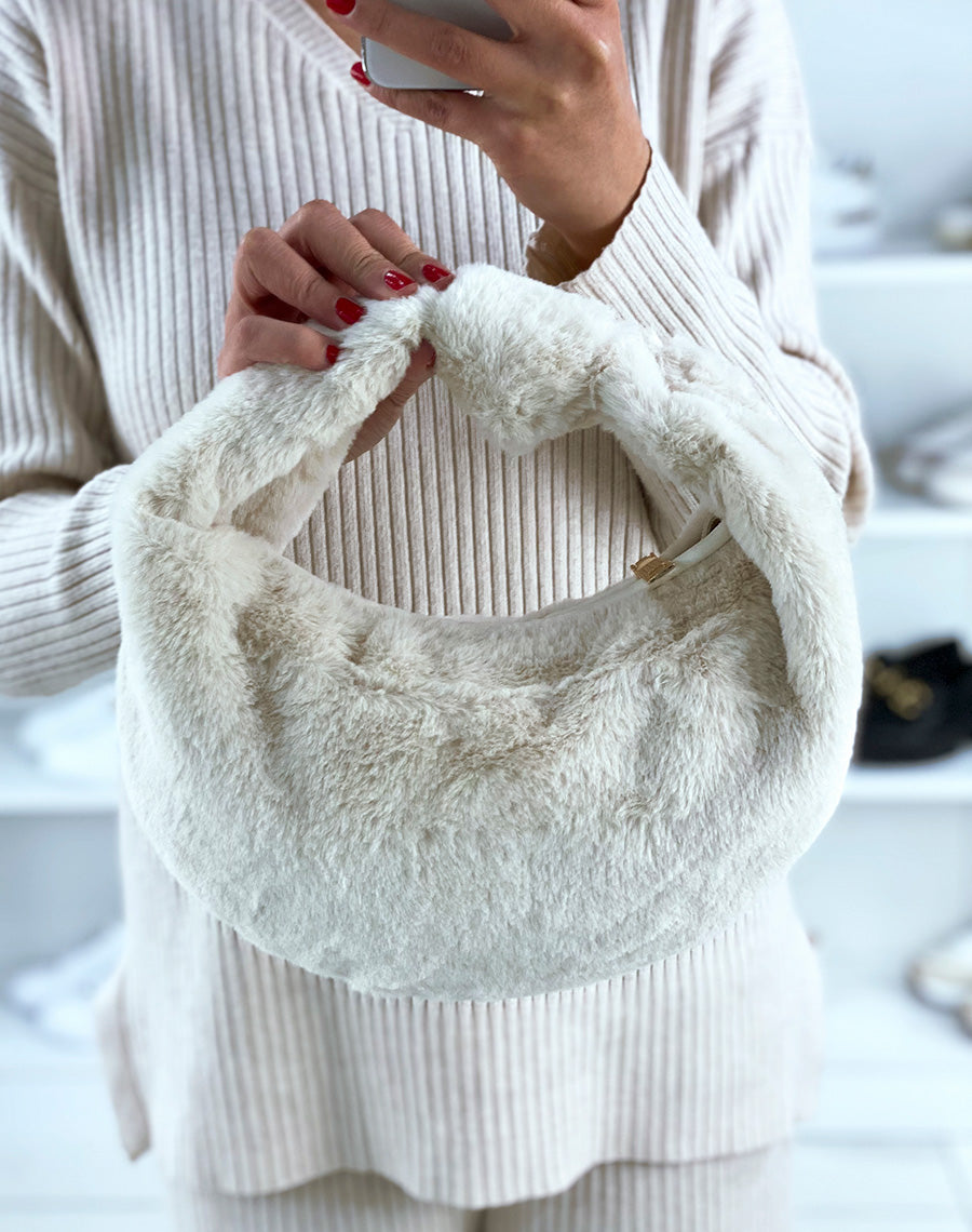 Sac à main beige à noeud