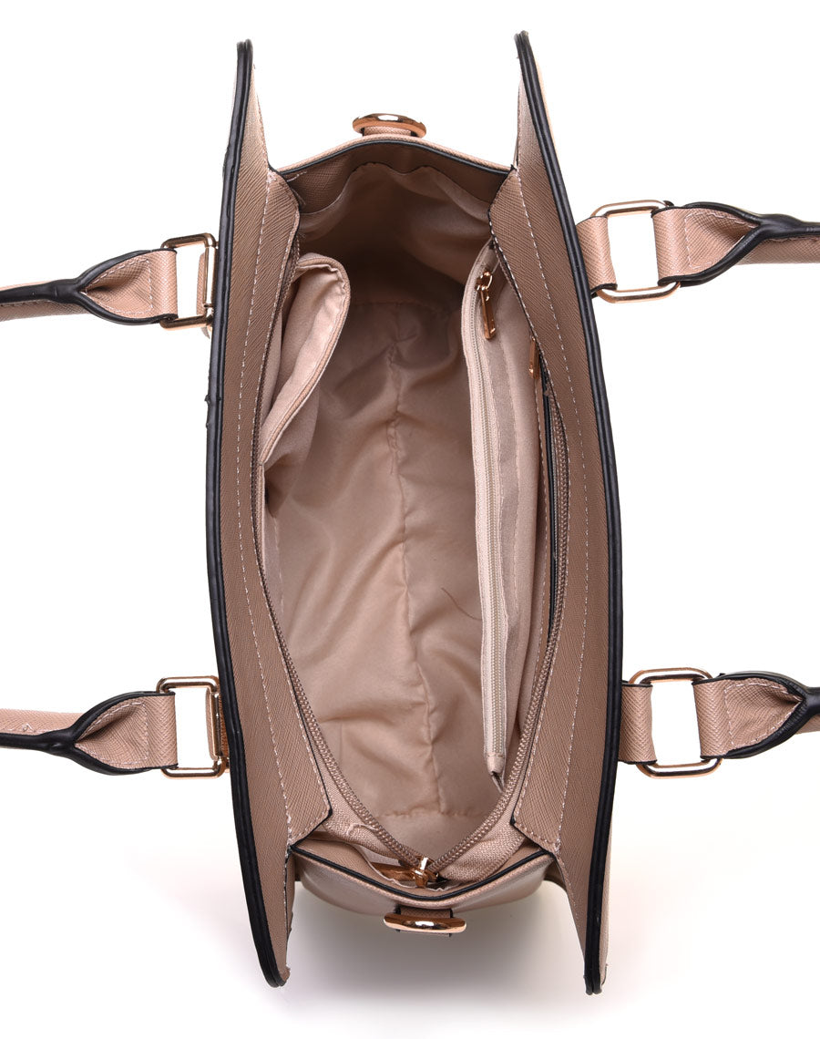 Sac à main beige noir et blanc