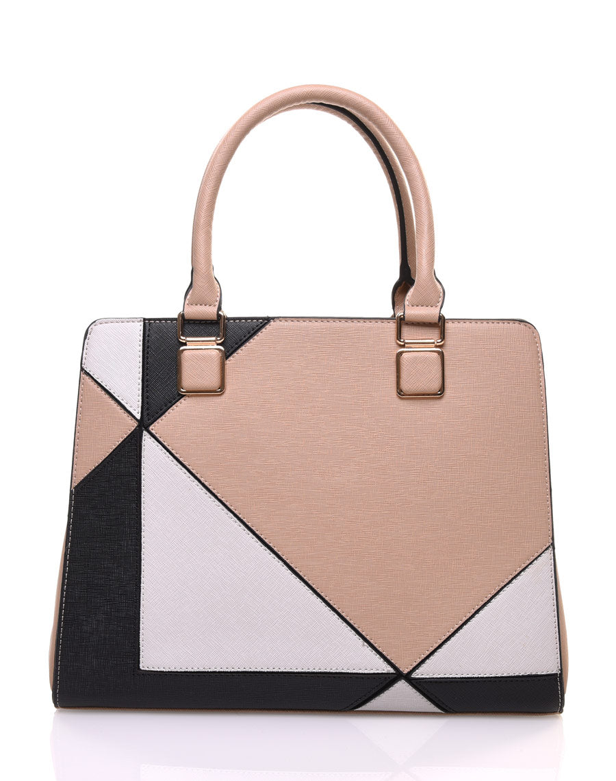 Sac à main beige noir et blanc