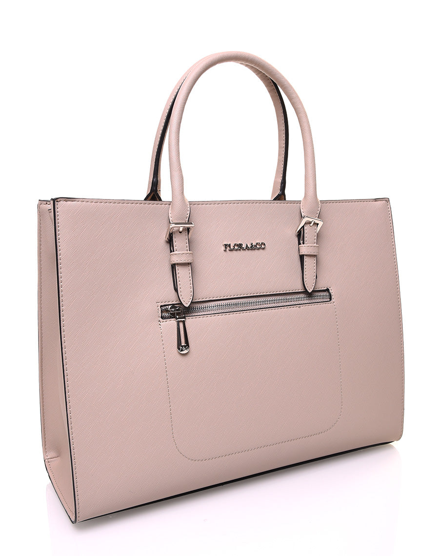 Sac à main beige rigide de forme rectangulaire