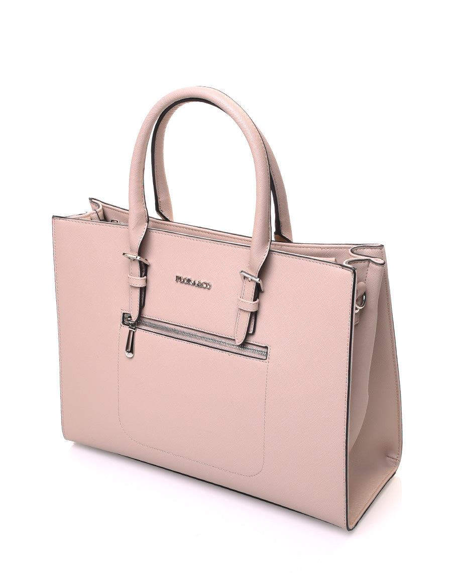 Sac à main beige rigide de forme rectangulaire