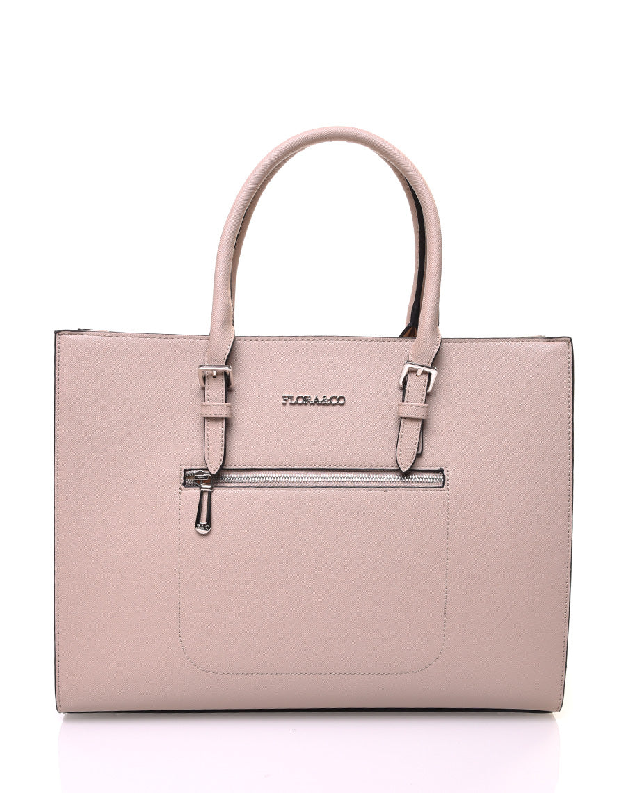 Sac à main beige rigide de forme rectangulaire