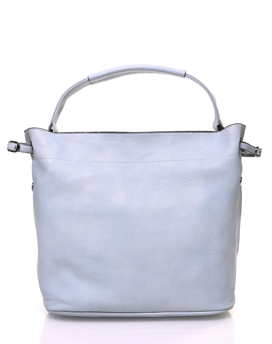 Sac à main bleu clair en effet simili cuir à hanses multiples