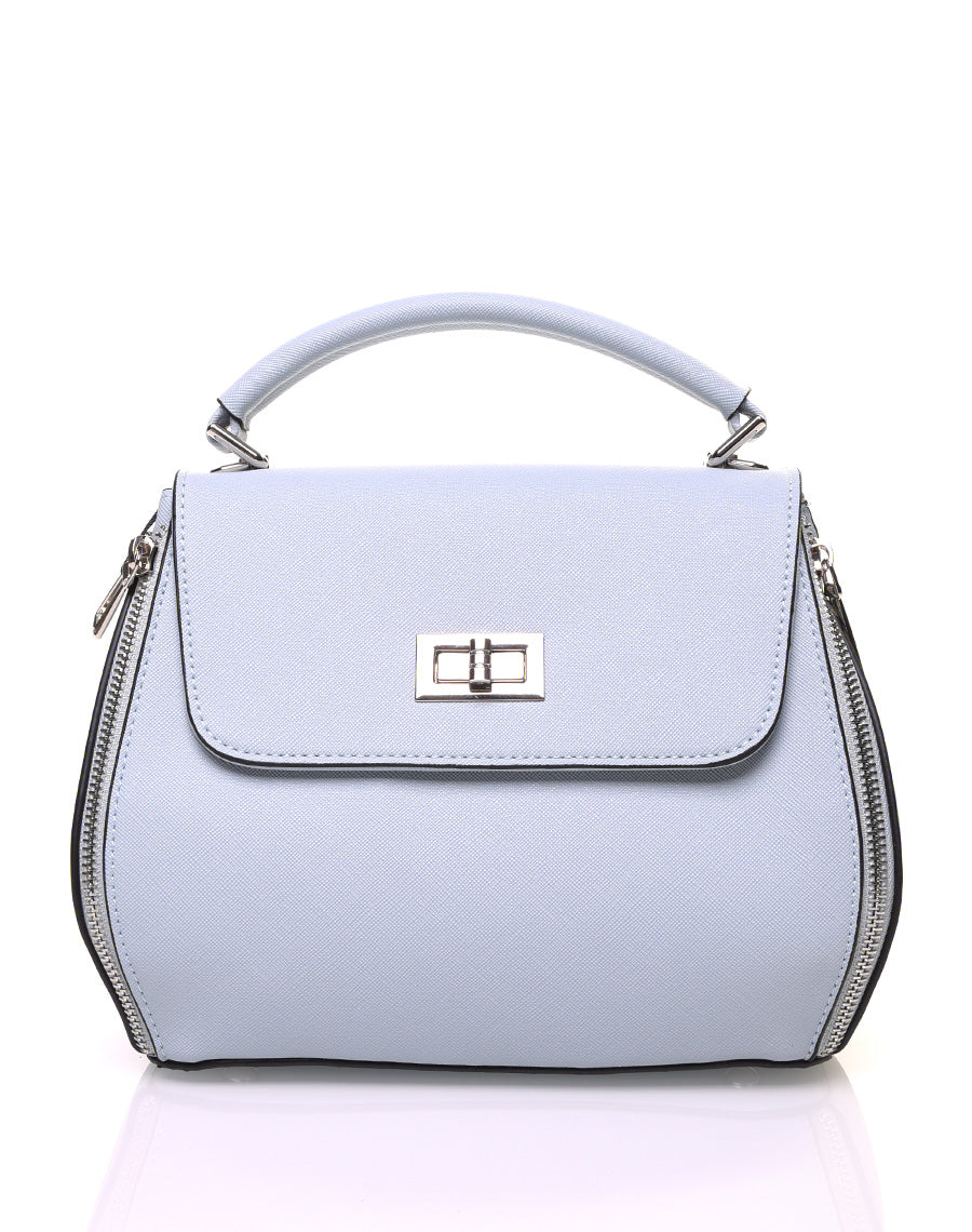 Sac à main bleu clair à petite hanse avec verrou tournant