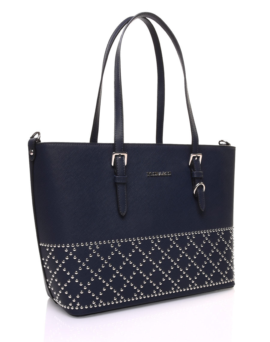 Sac à main bleu clouté