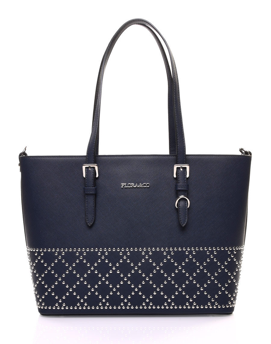 Sac à main bleu clouté