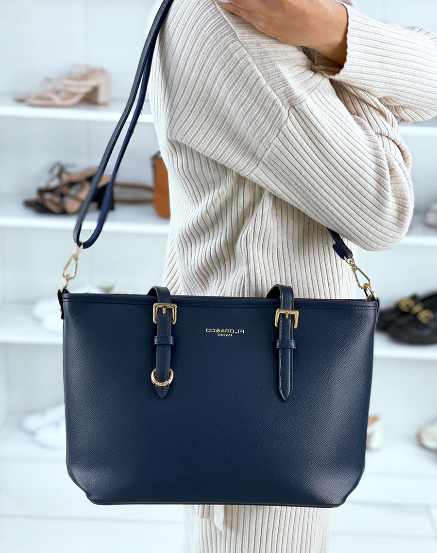 Sac à main bleu grainé