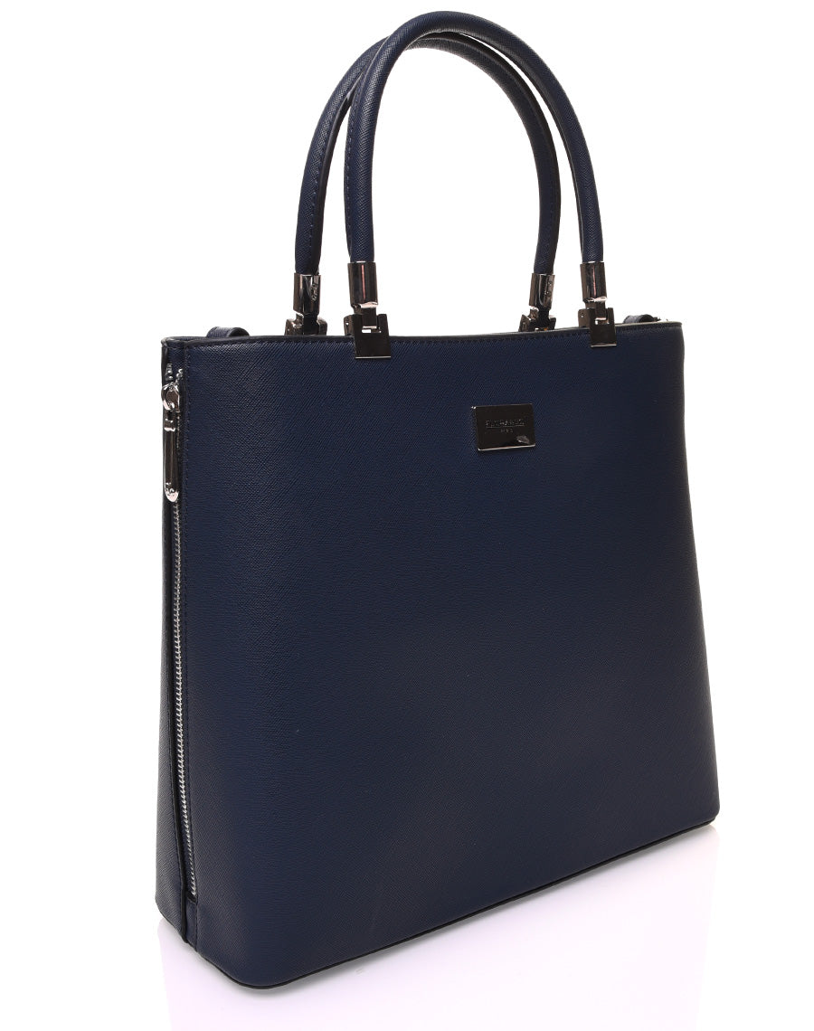 Sac à main bleu marine en longueur à fermeture éclaire