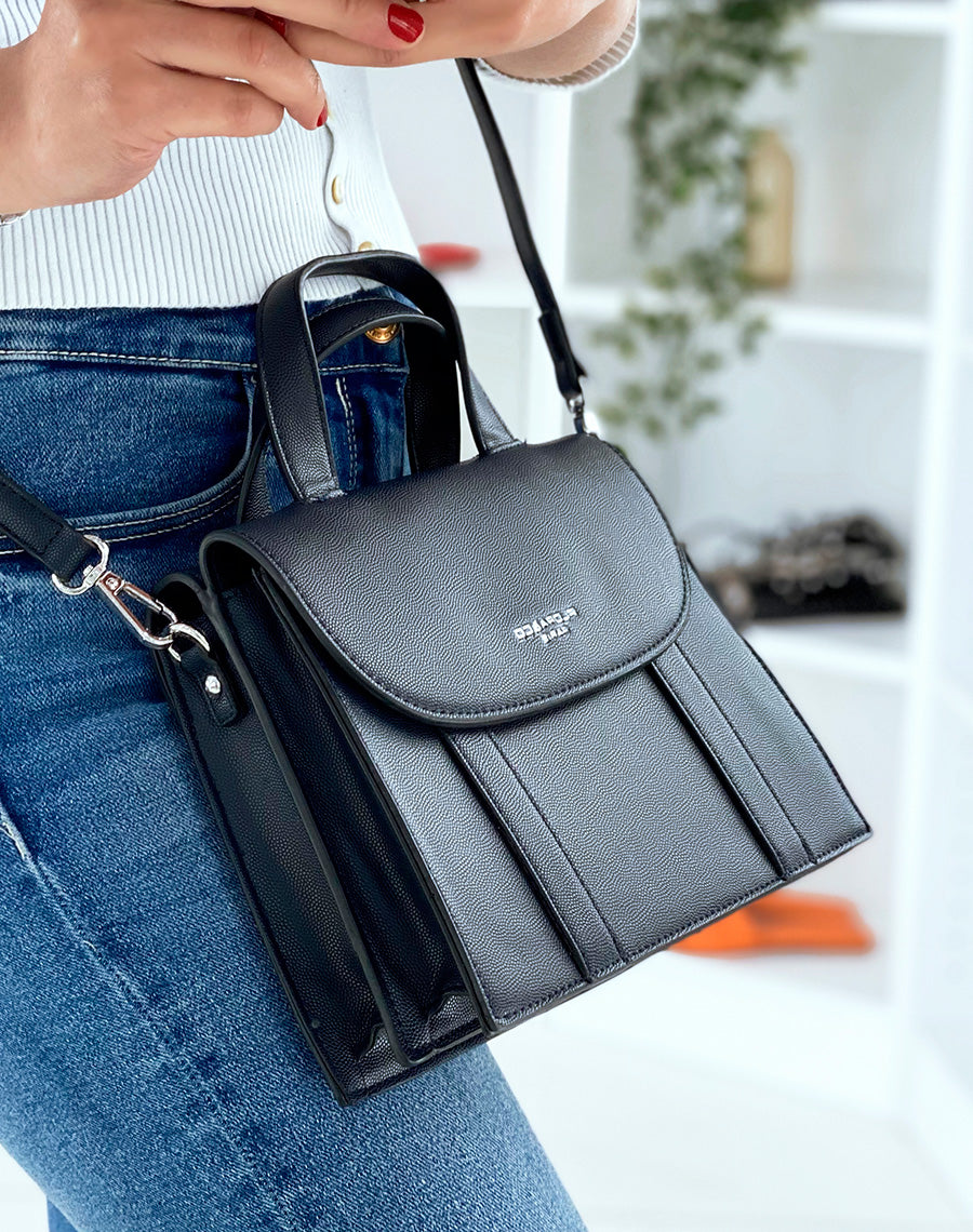 Sac à main bleu marine forme trapèze