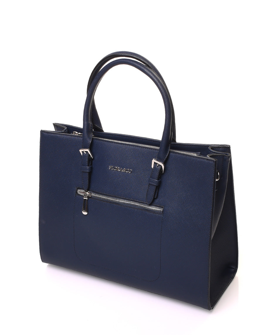 Sac à main bleu marine rigide de forme rectangulaire