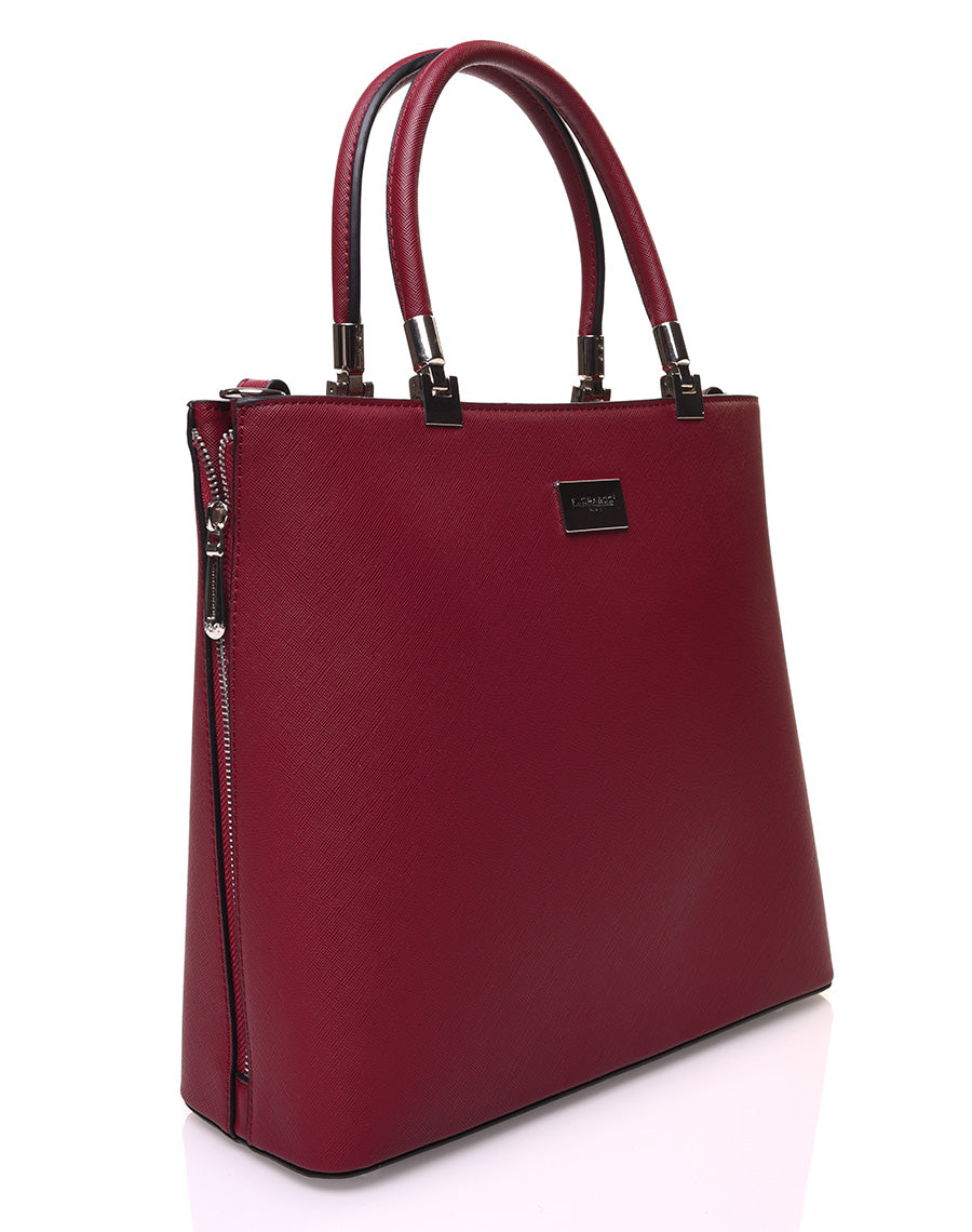 Sac à main bordeaux en longueur à fermeture éclaire