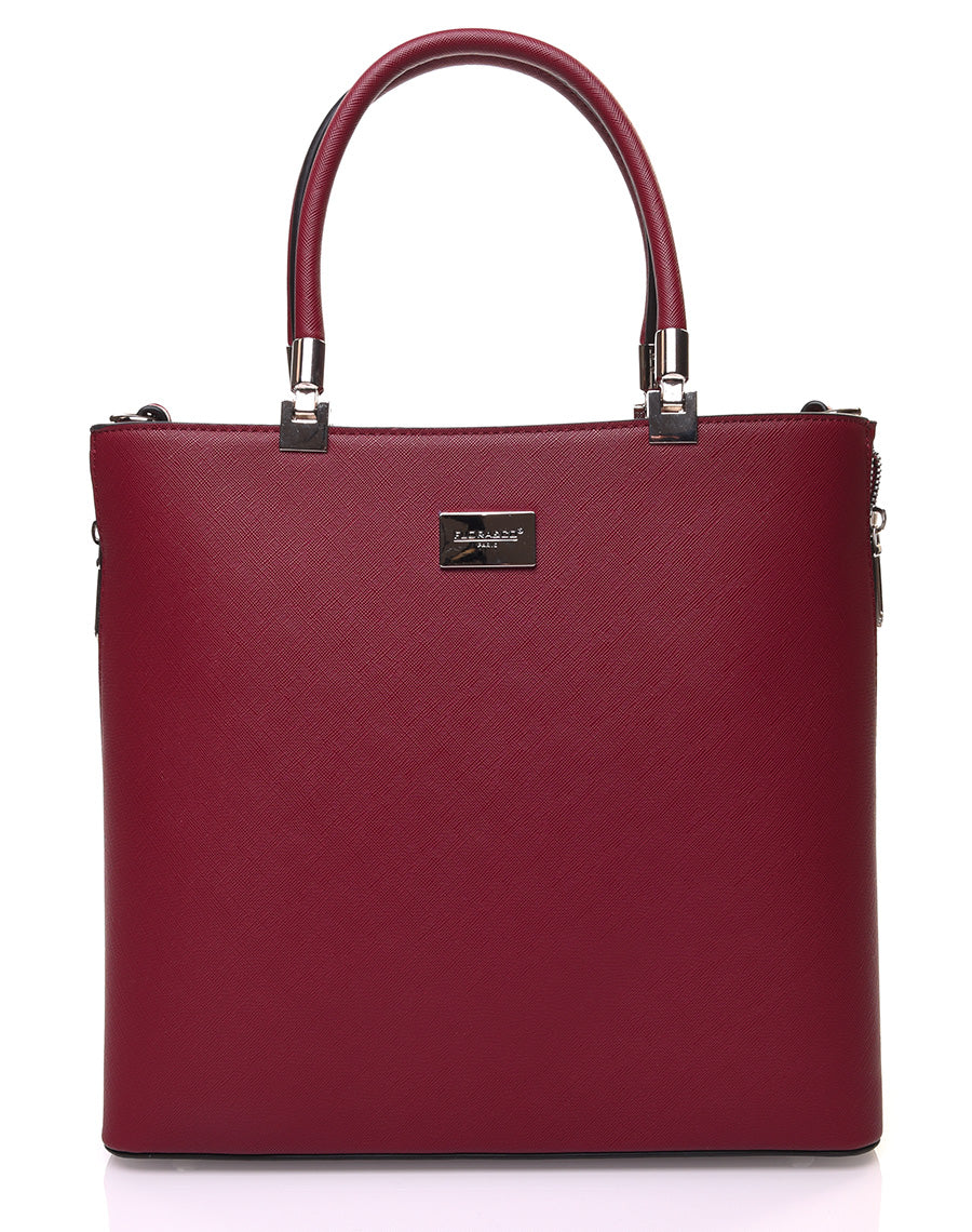 Sac à main bordeaux en longueur à fermeture éclaire