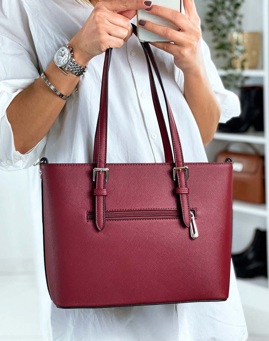Sac à main bordeaux en simili cuir