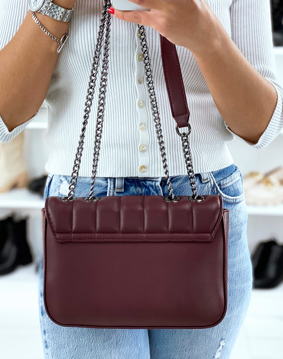 Sac à main bordeaux matelassé