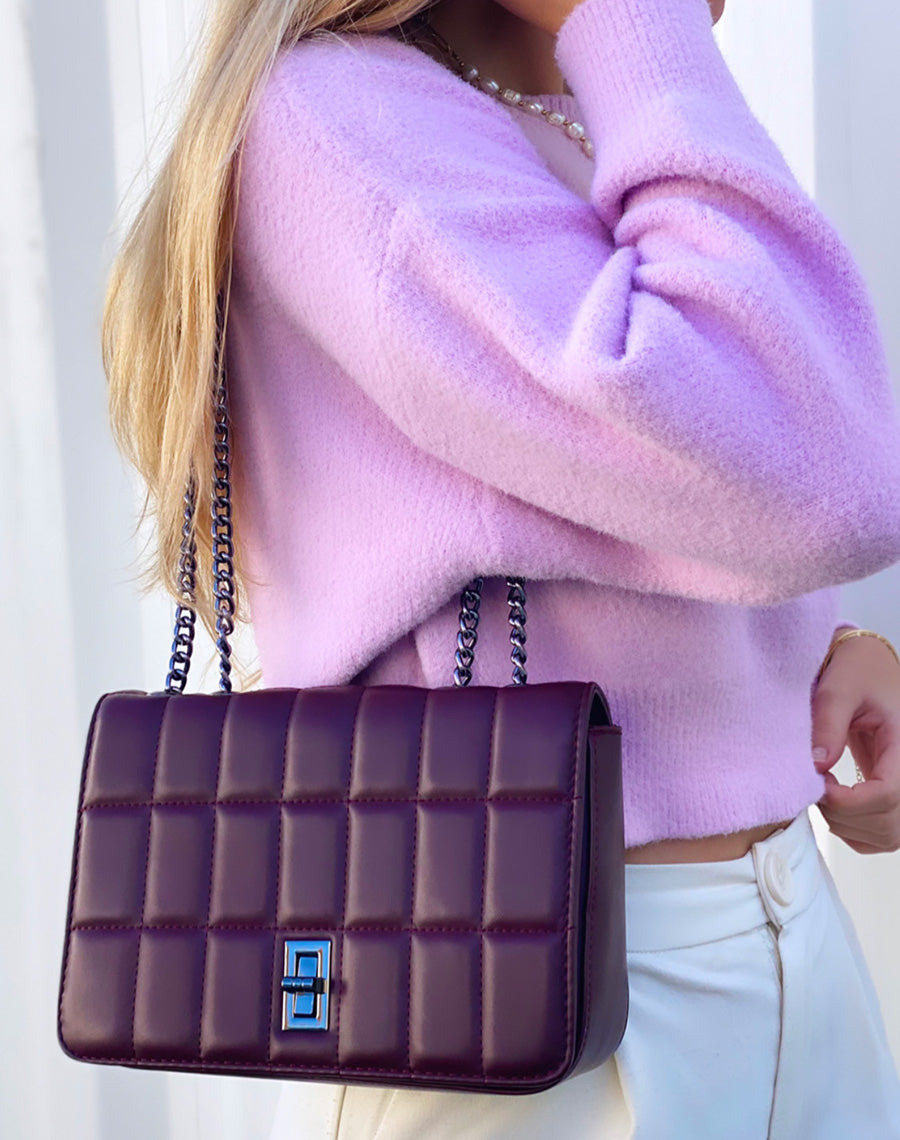 Sac à main bordeaux matelassé