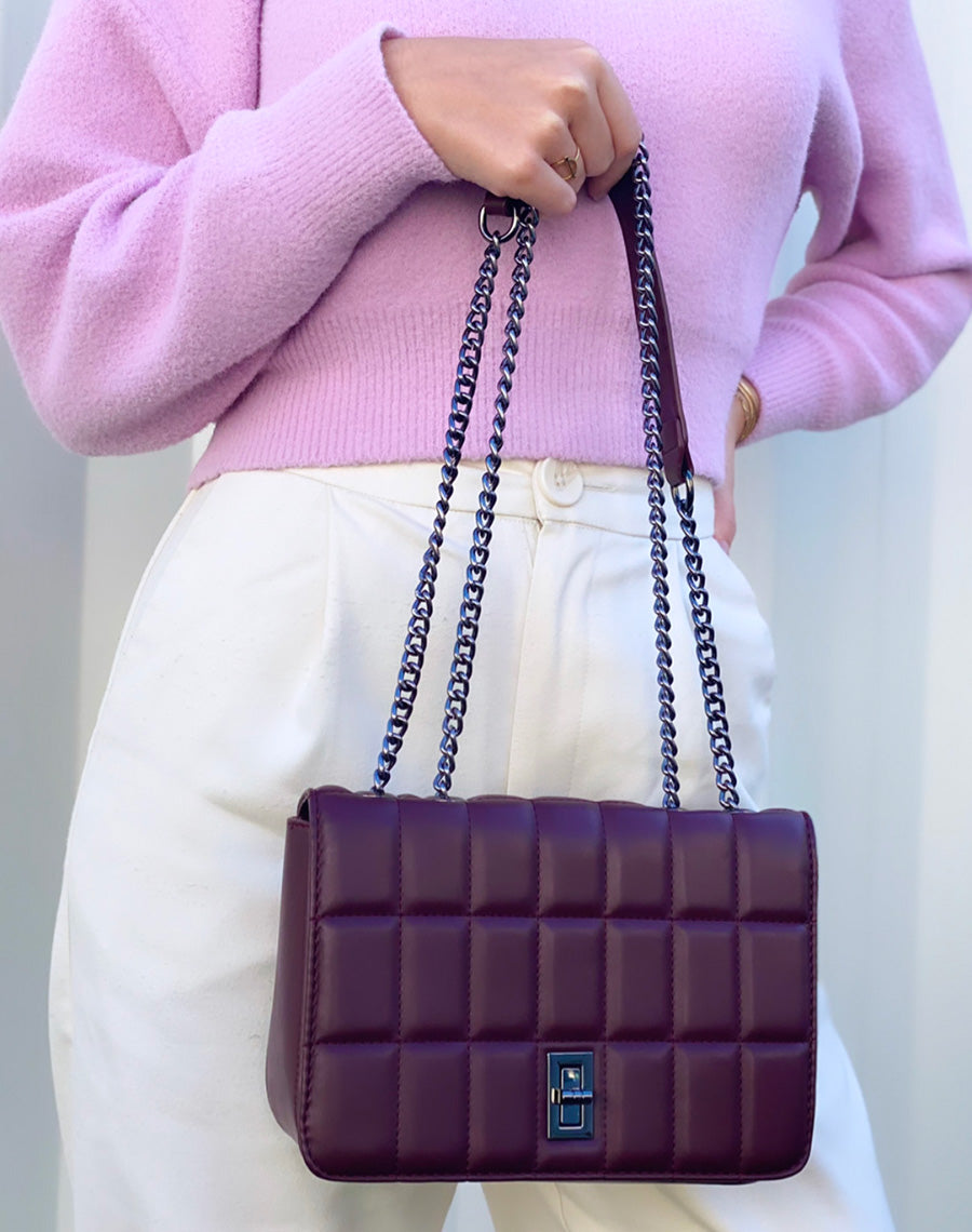 Sac à main bordeaux matelassé