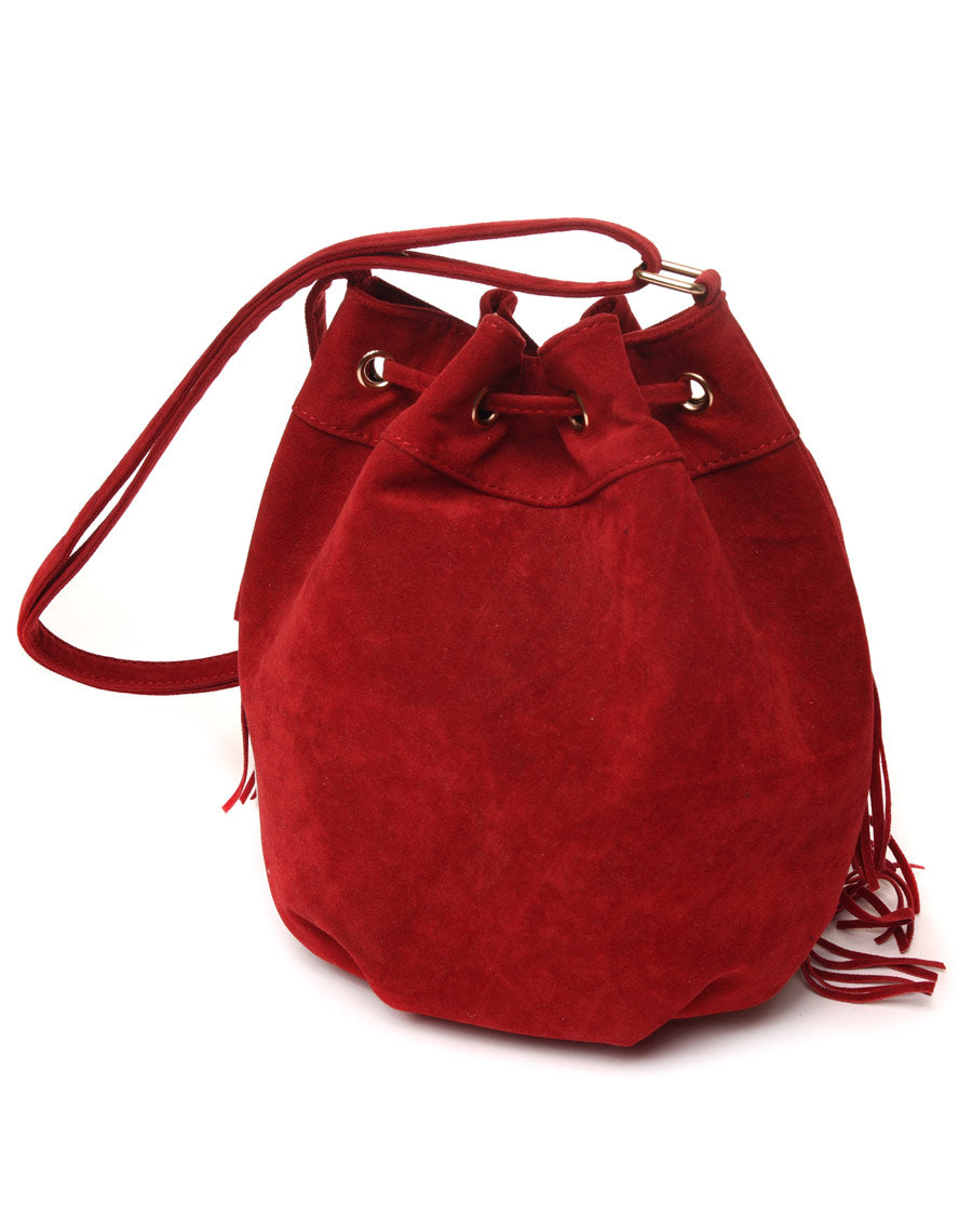 Sac à main bourse rouge à franges