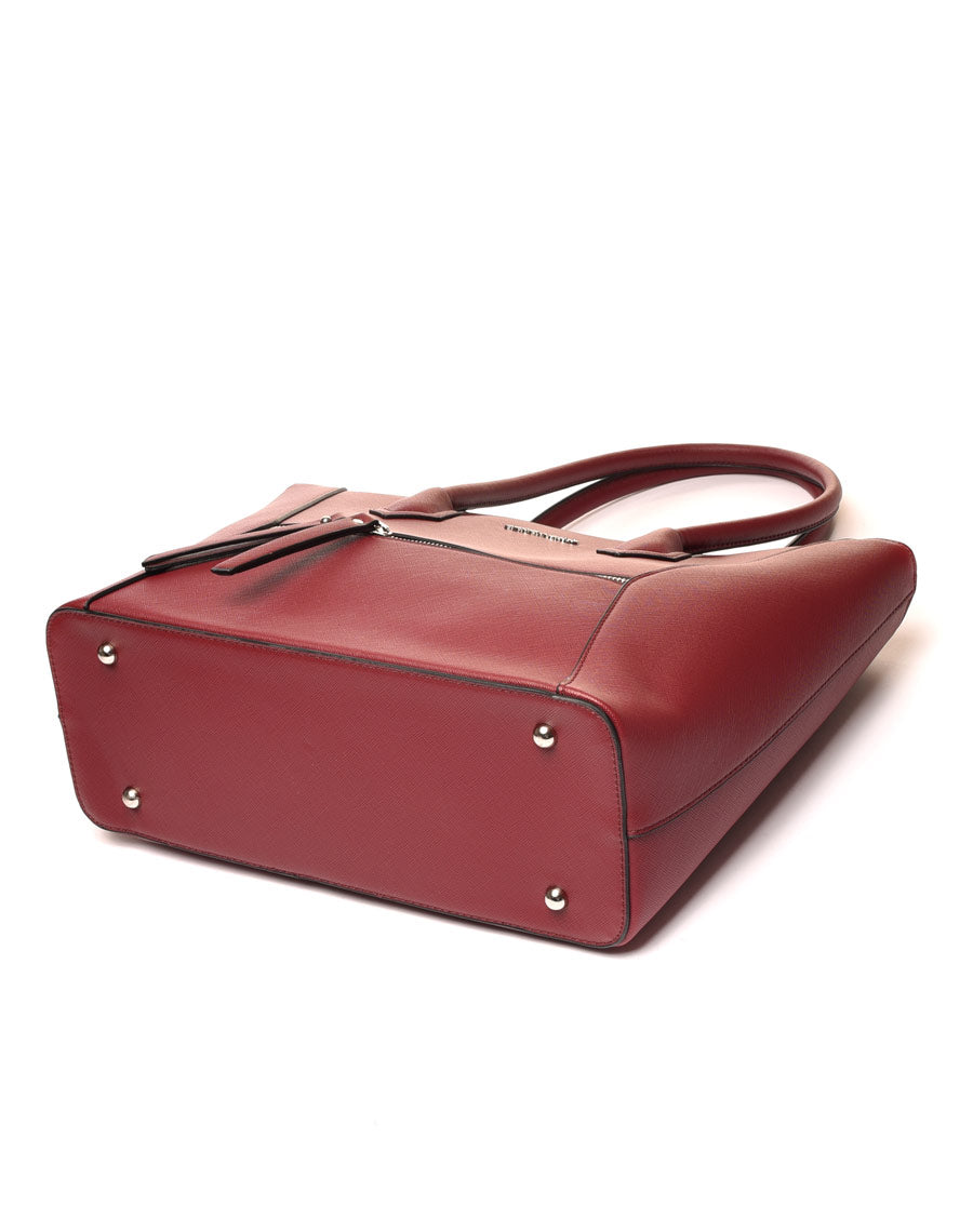 Sac à main cabas bordeaux poche zippée