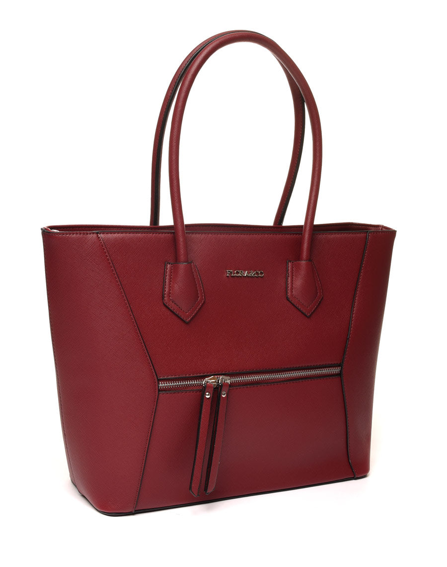 Sac à main cabas bordeaux poche zippée