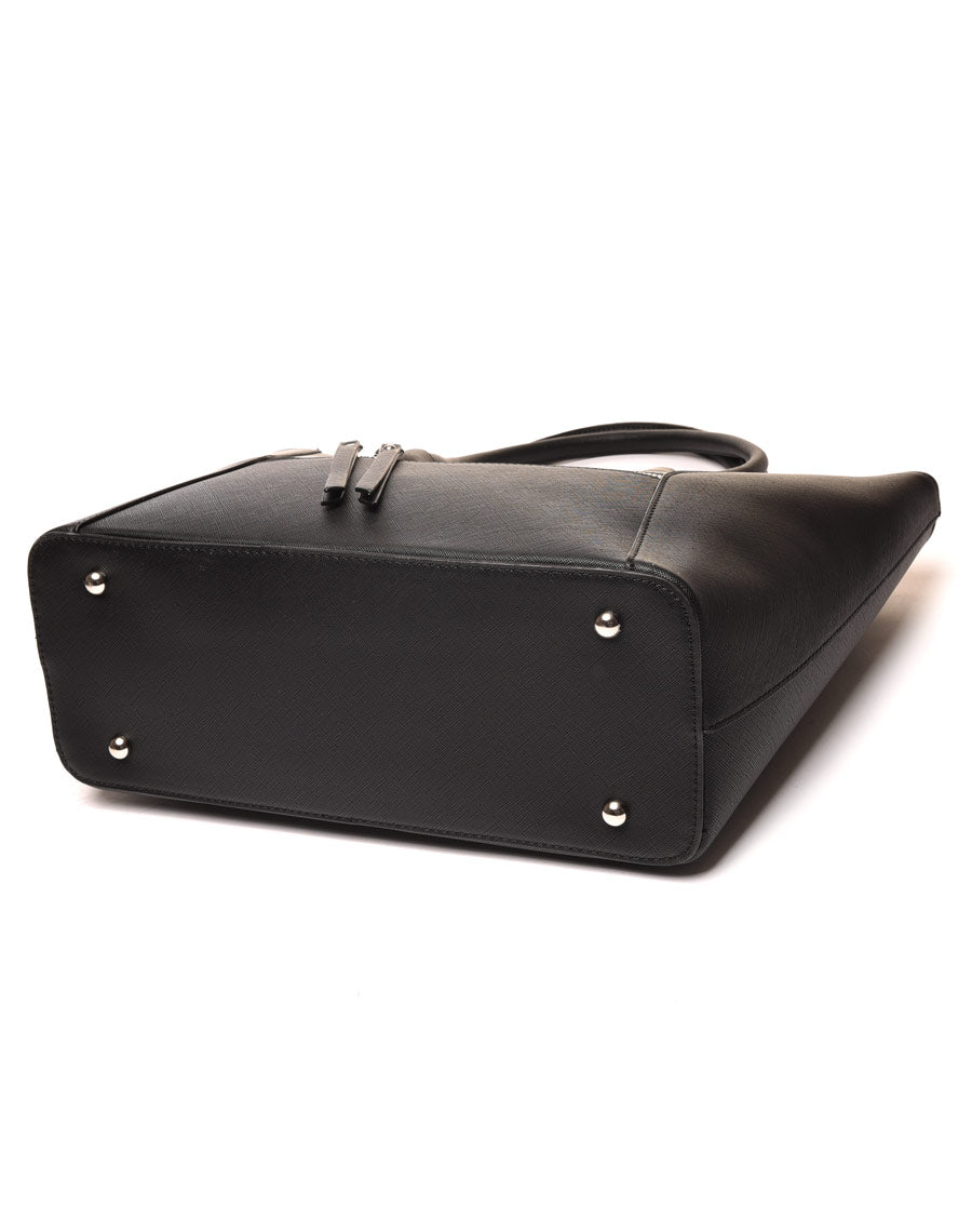 Sac à main cabas noir poche zippée