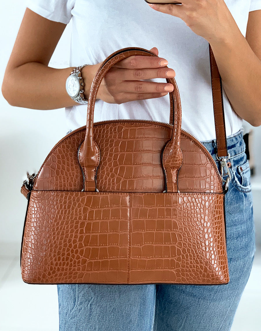 Sac à main camel arrondi