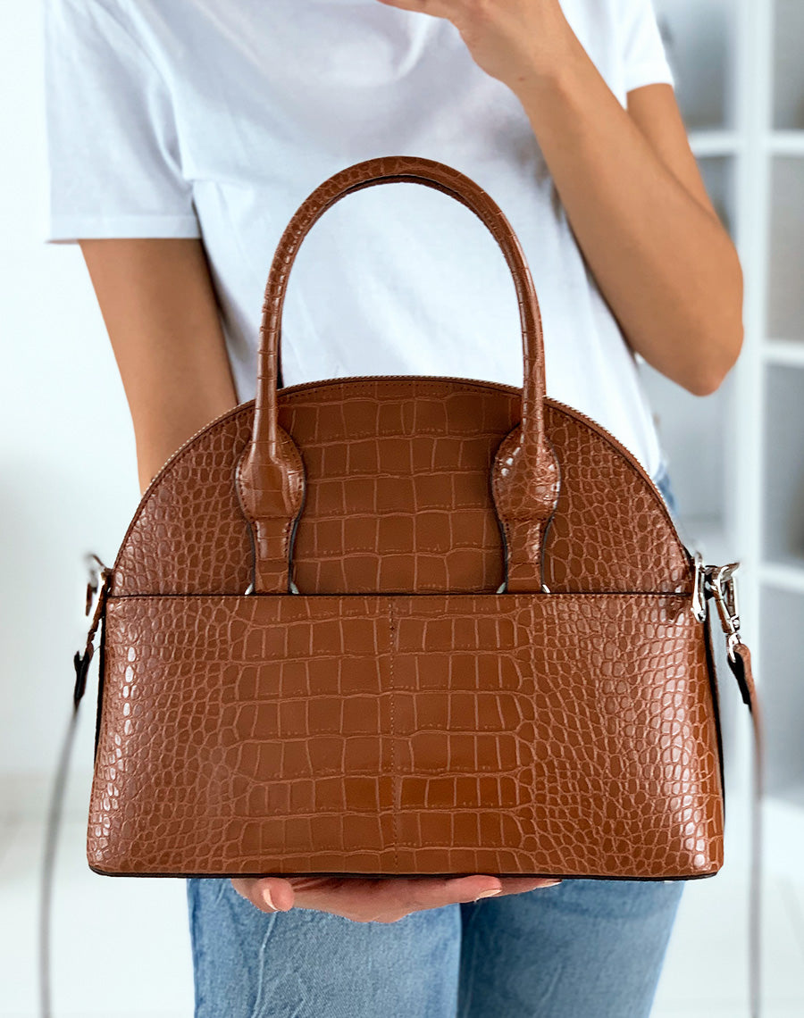 Sac à main camel arrondi