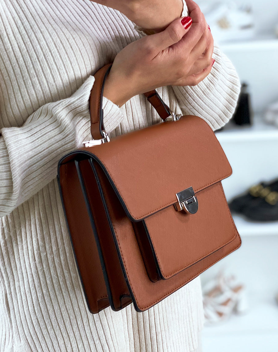 Sac à main camel avec bandoulière