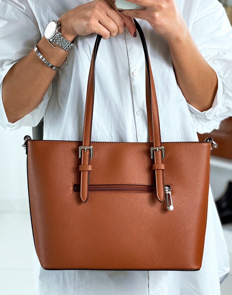 Sac à main camel en simili cuir