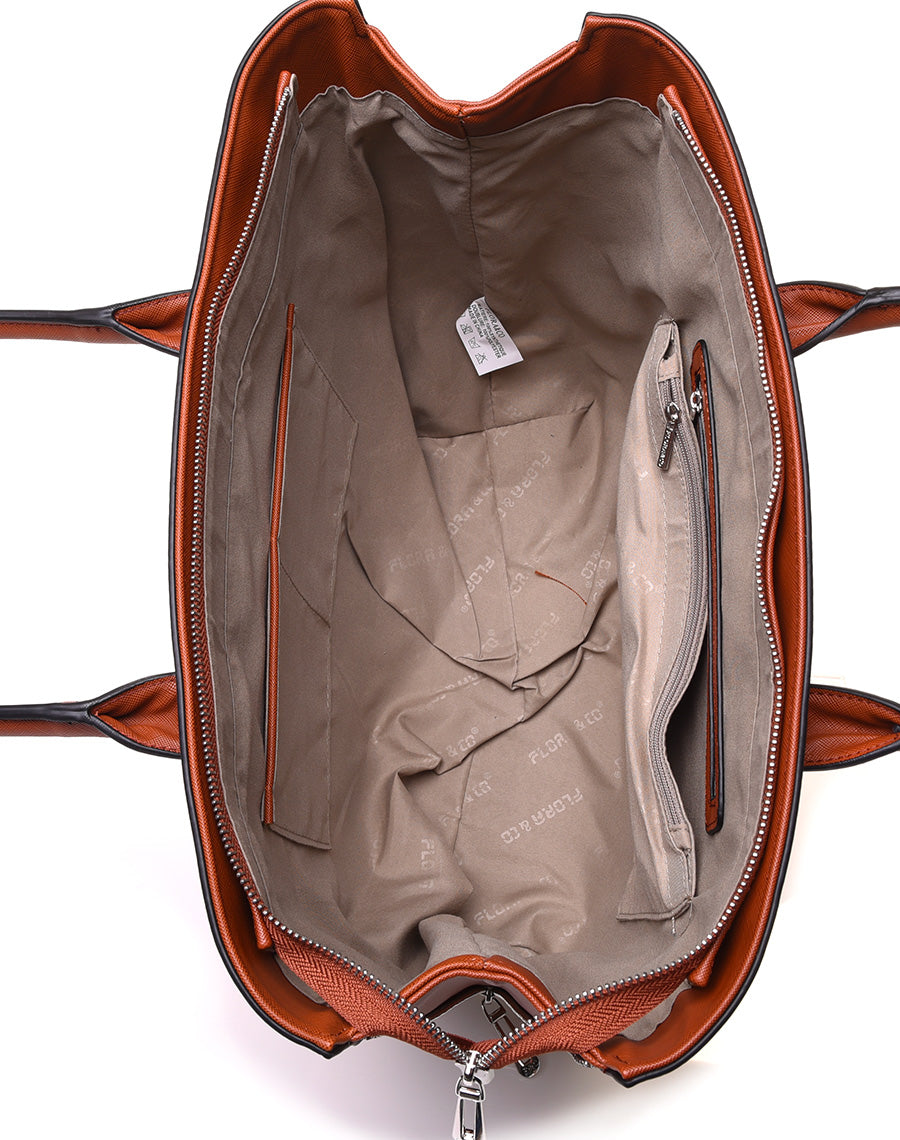 Sac à main camel à fermetures éclaires