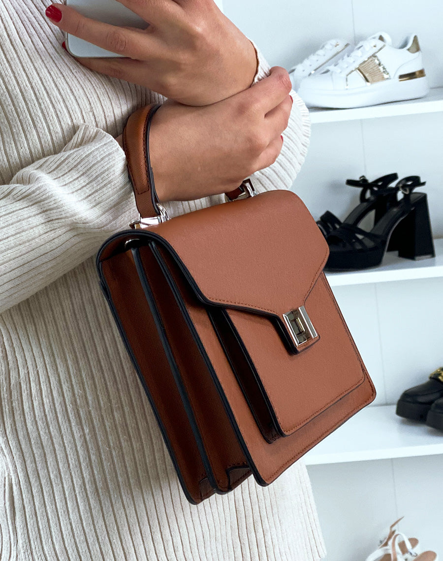 Sac à main camel style cartable