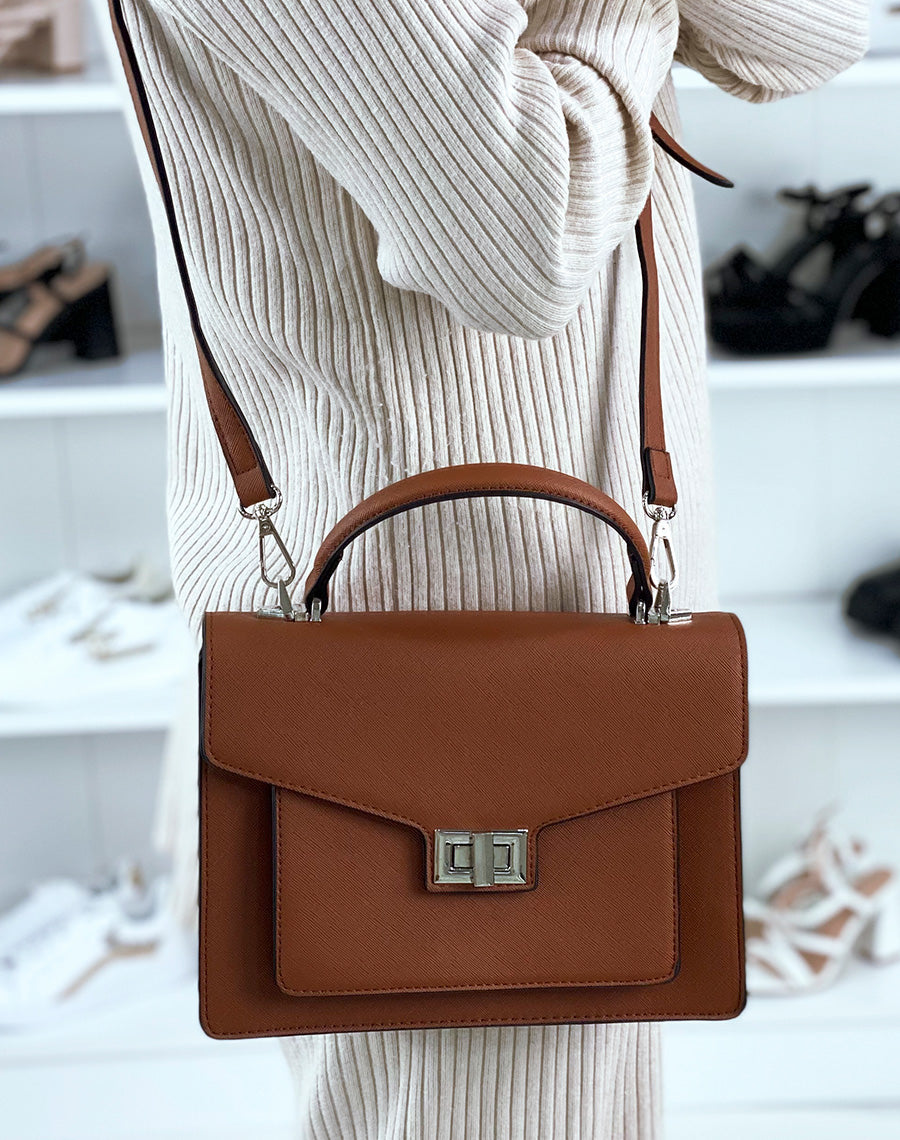 Sac à main camel style cartable