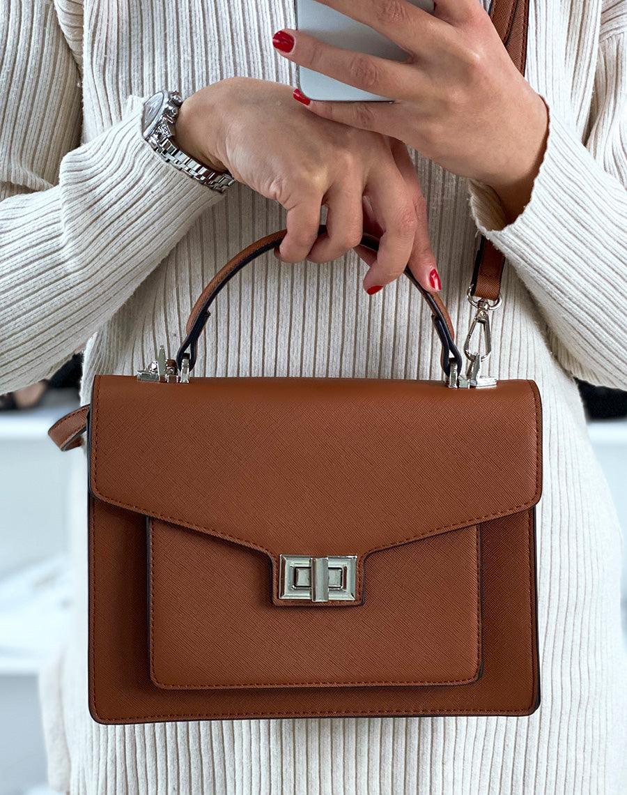 Sac à main camel style cartable