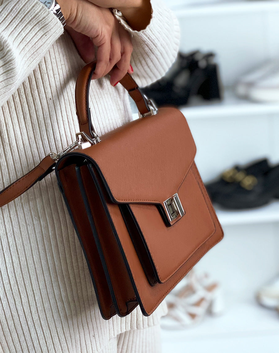 Sac à main camel style cartable