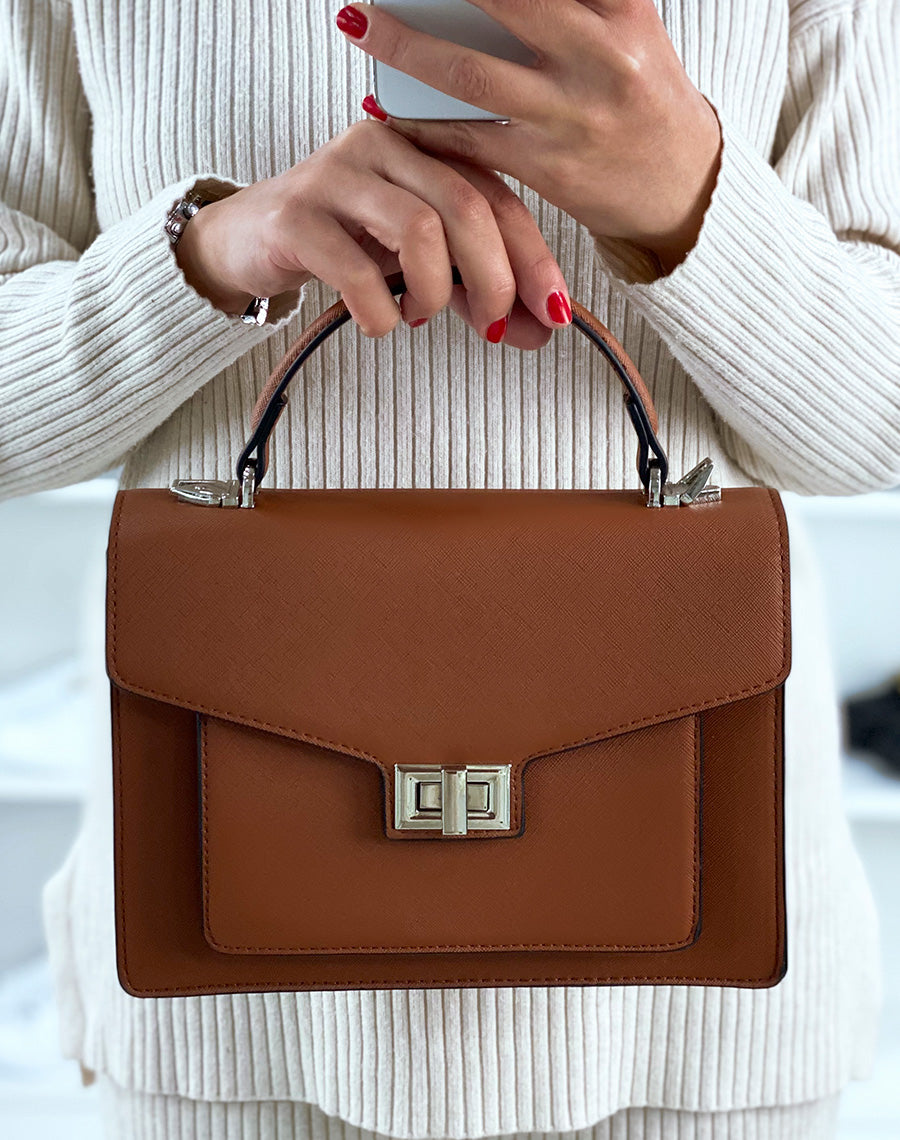 Sac à main camel style cartable