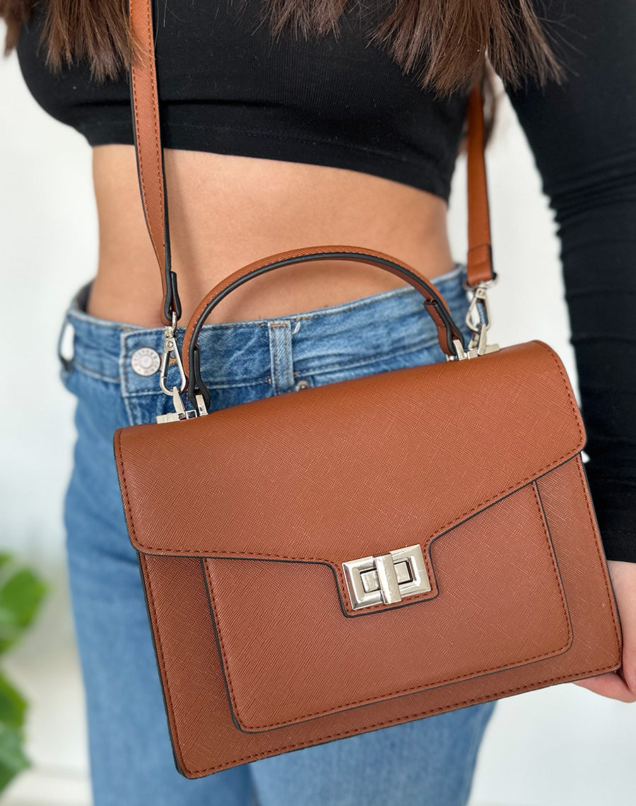 Sac à main camel style cartable