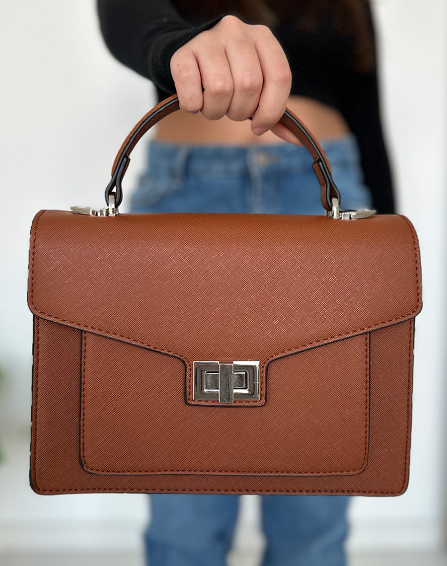 Sac à main camel style cartable