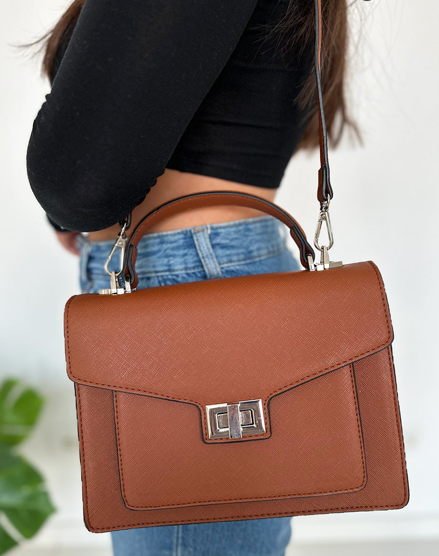 Sac à main camel style cartable