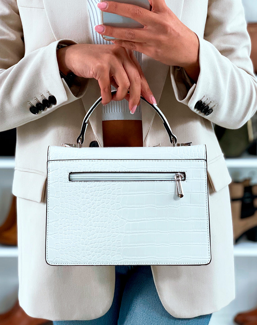 SAC ? MAIN CLASSE BLANC EFFET CROCO