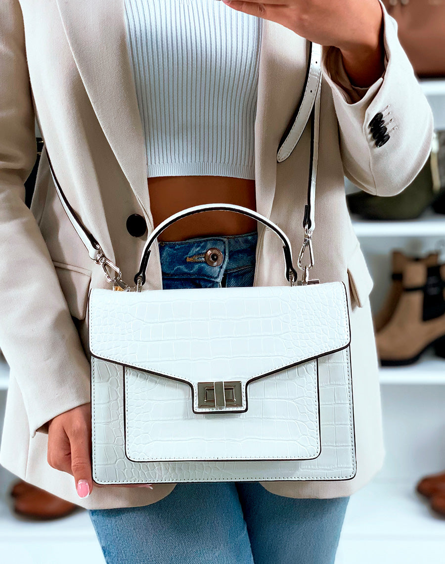 SAC ? MAIN CLASSE BLANC EFFET CROCO
